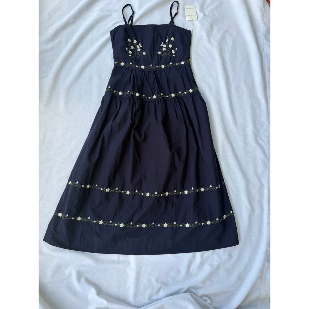 Cottagecore Boho Western Prairie NWT 100%Cotton Free Assmenbly Navy Dress Small